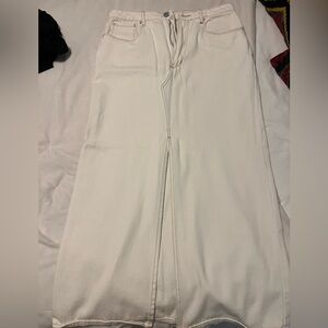 Long cream denim skirt western style